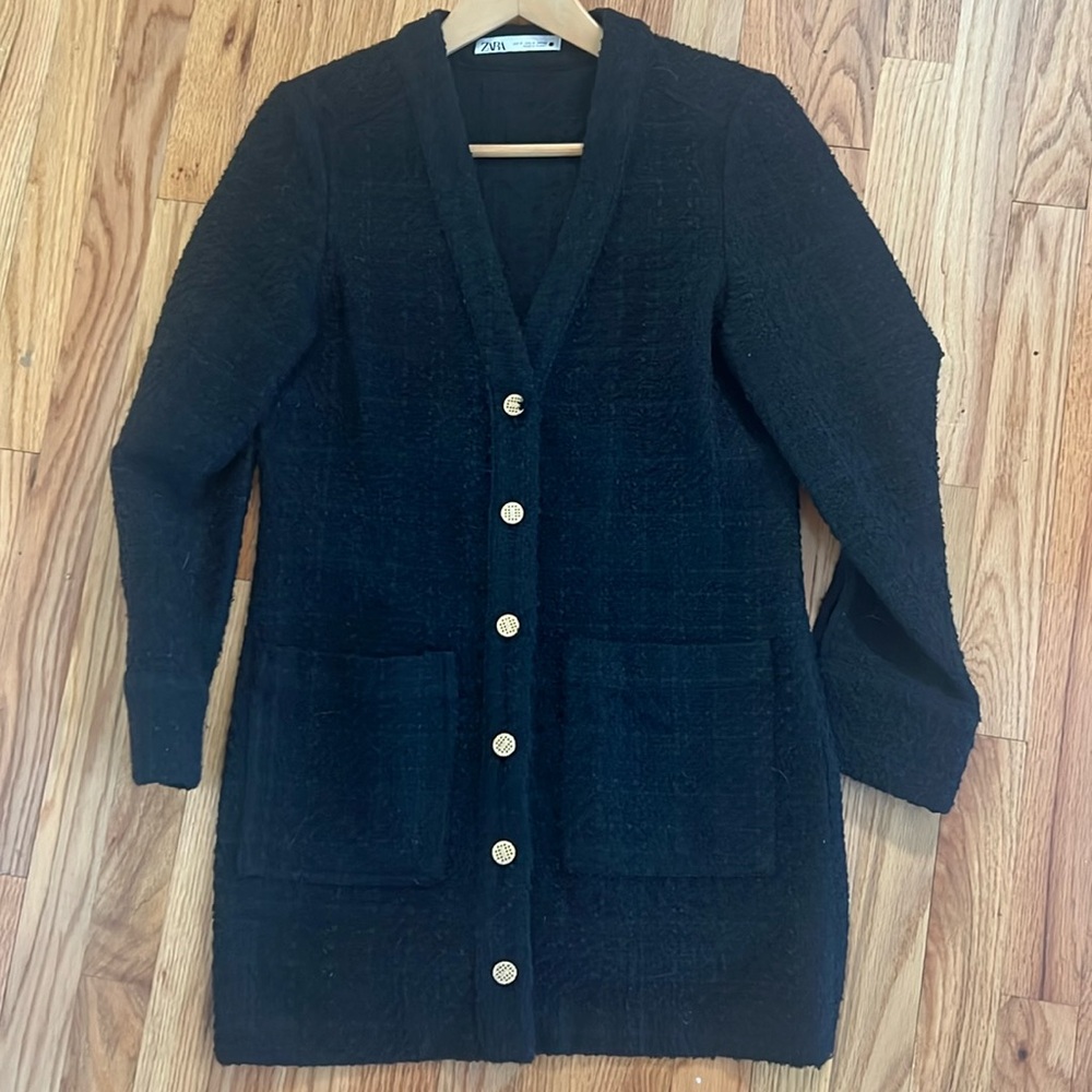 Zara Tweed Coat with gold buttons